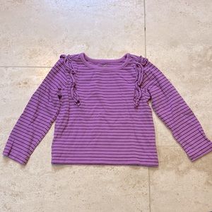 Tea Collection Purple Striped Ruffle Flutter Top 3T